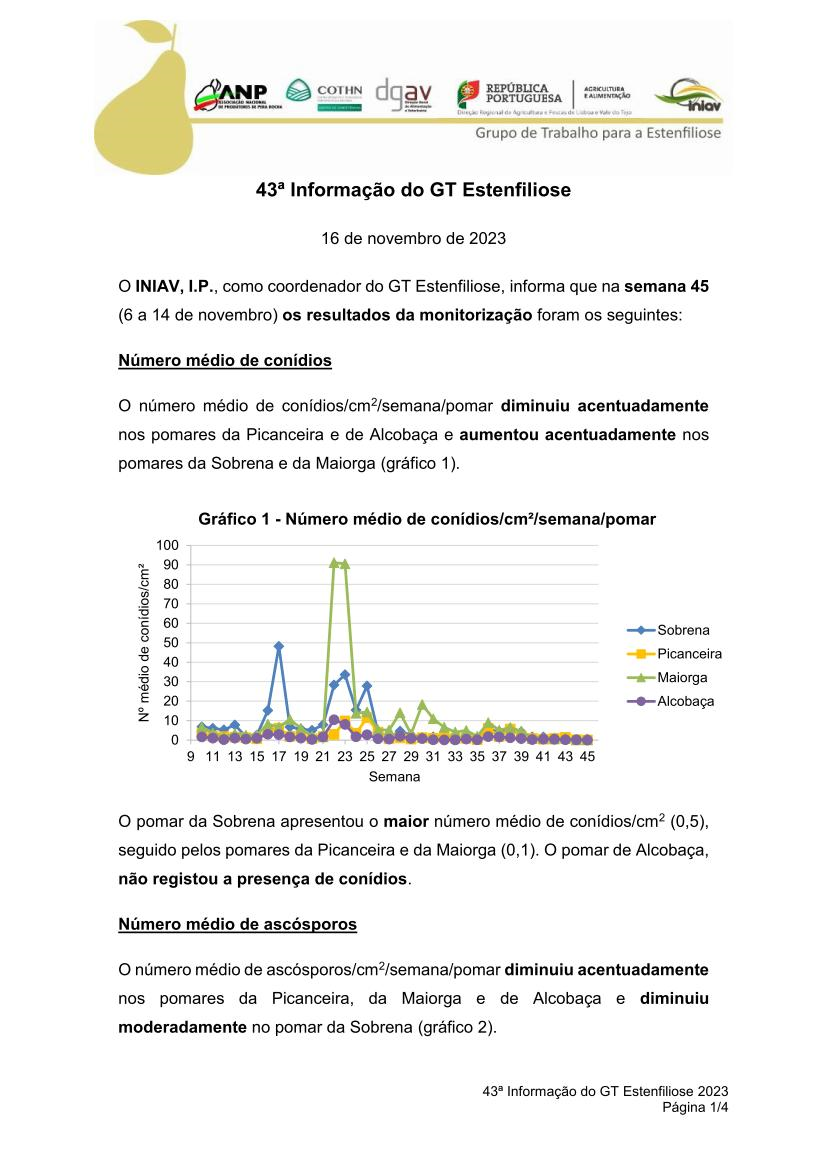 43ª Informação do GT Estenfiliose 2023