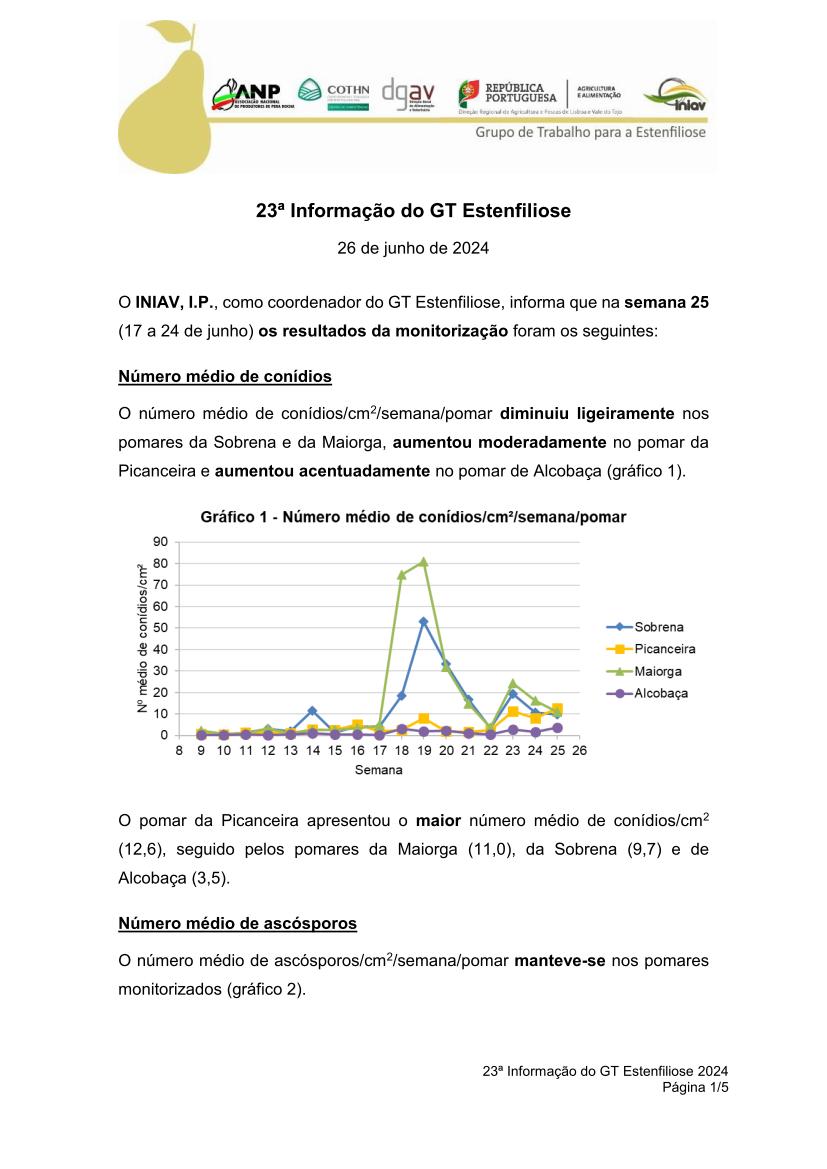 23ª Informação do GT Estenfiliose 2024