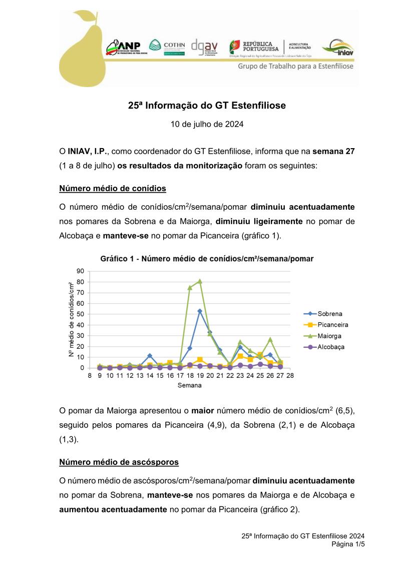 25ª Informação do GT Estenfiliose 2024