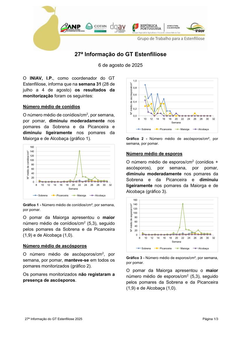 27ª Informação do GT Estenfiliose 2025