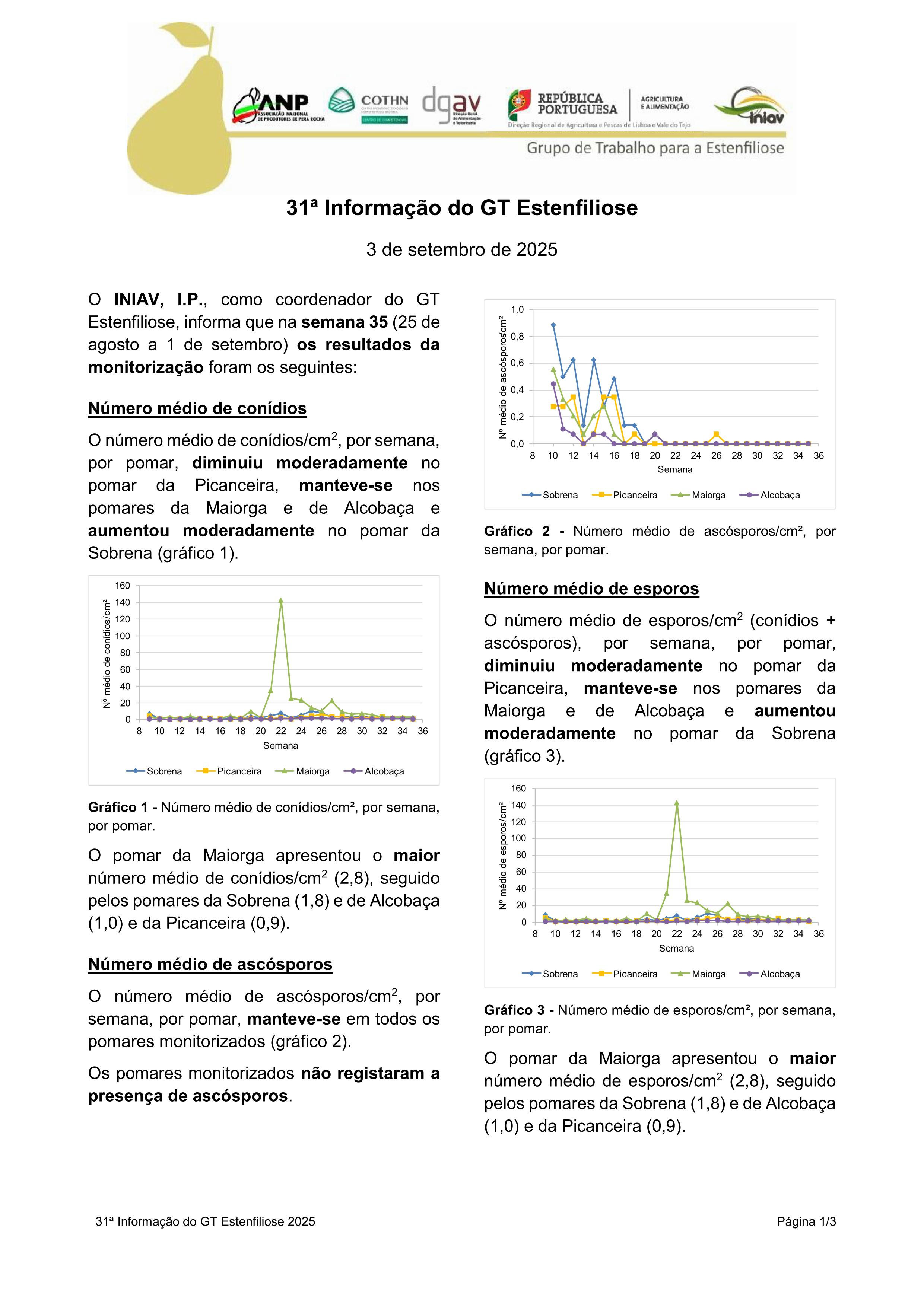 31ª Informação do GT Estenfiliose 2025