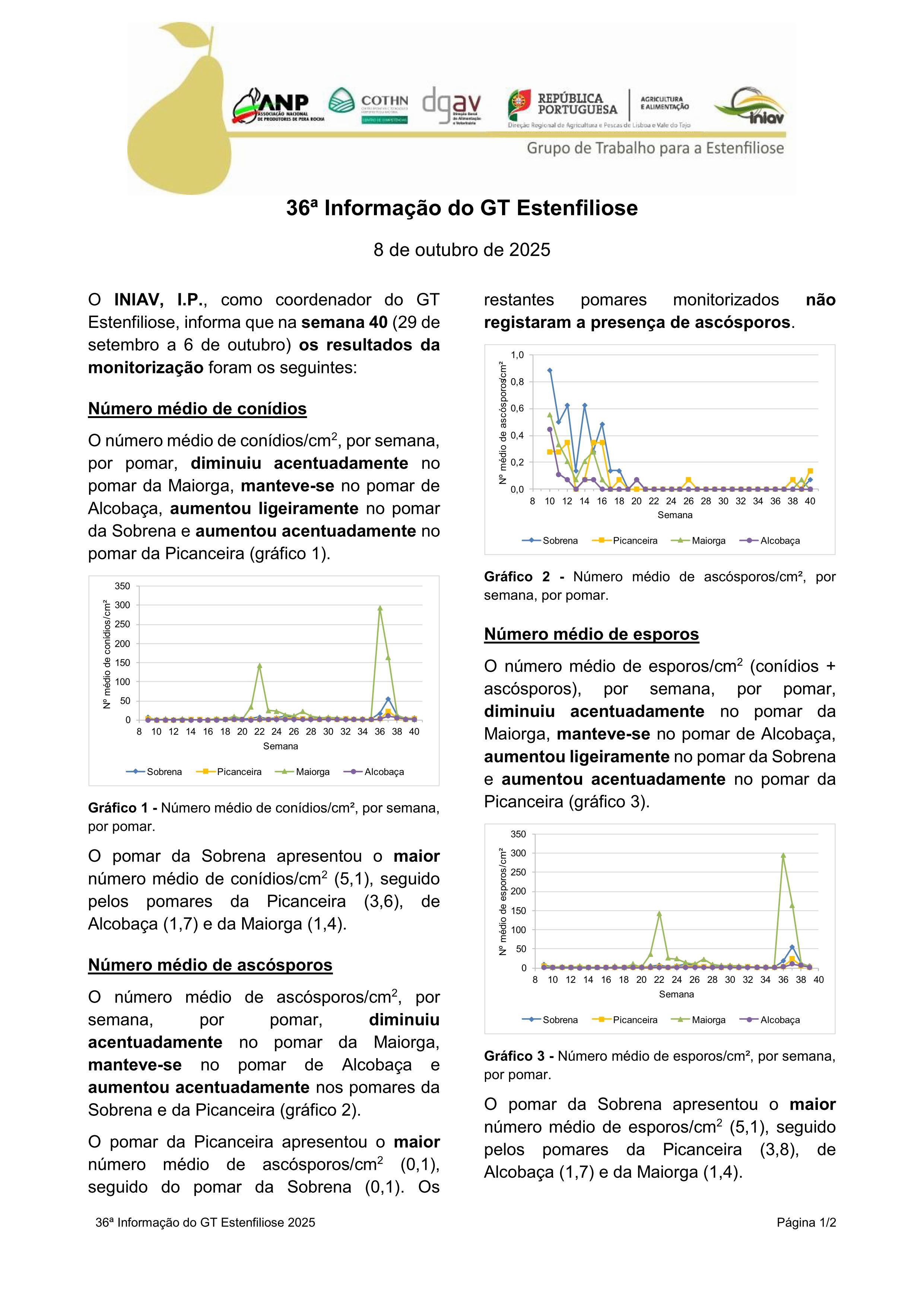 36ª Informação do GT Estenfiliose 2025