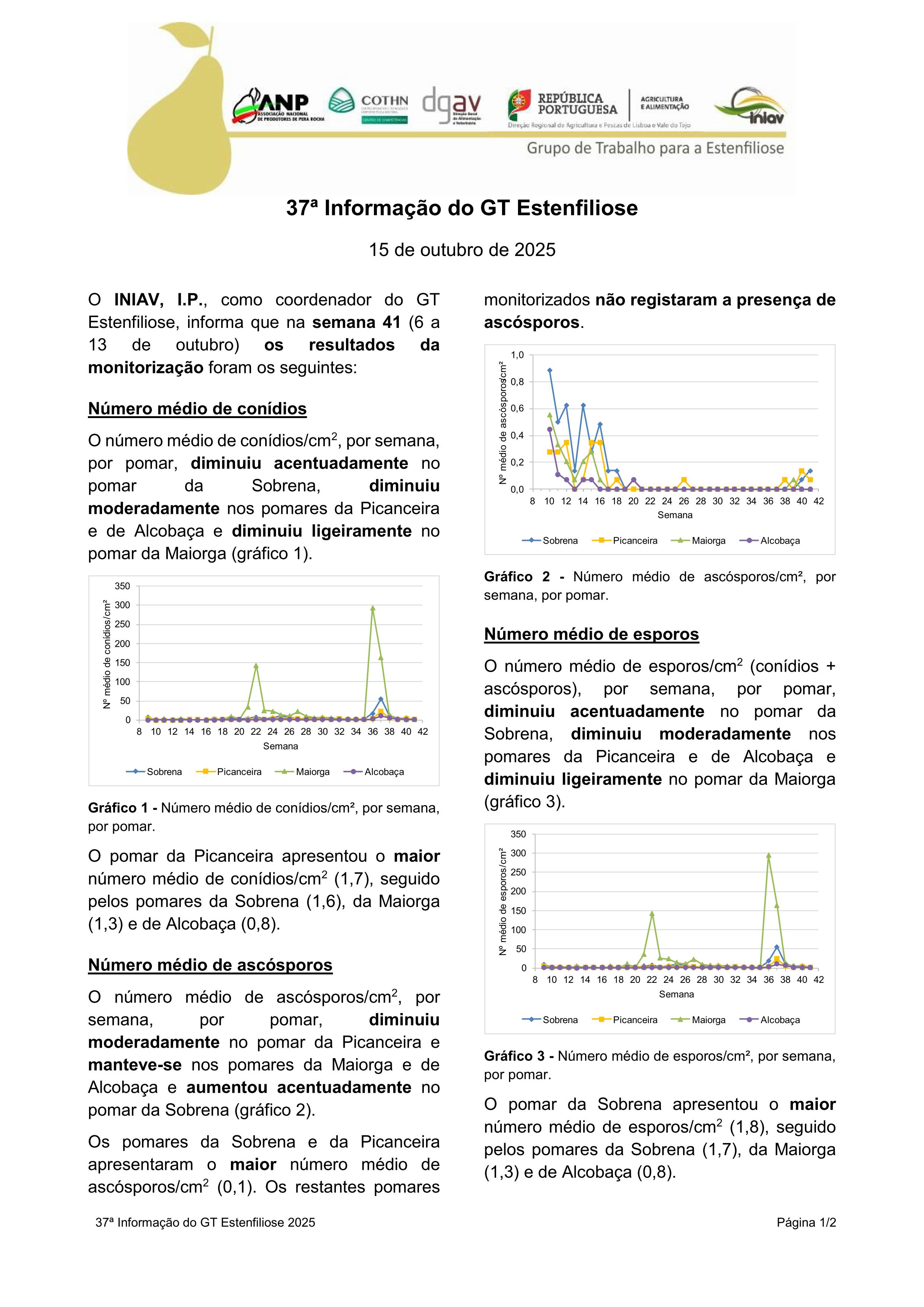 37ª Informação do GT Estenfiliose 2025