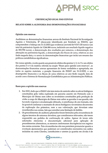Certificação Legal de Contas 2022 