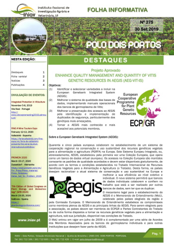 Folha Informativa nº 286 - 30 setembro 2019