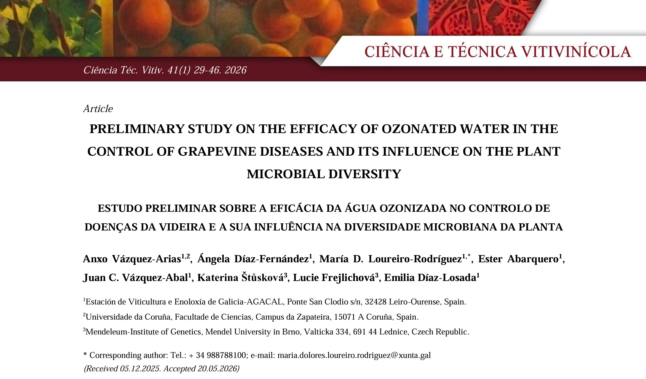 Estudo preliminar sobre a eficácia da água ozonizada no controlo de doenças da videira e a sua influência na diversidade microbiana da planta Estudo preliminar sobre a eficácia da água ozonizada no controlo de doenças da videira e a sua influência na diversidade microbiana da planta