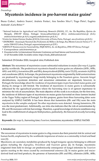 Mycotoxin Incidence in Pre-Harvest Maize Grains