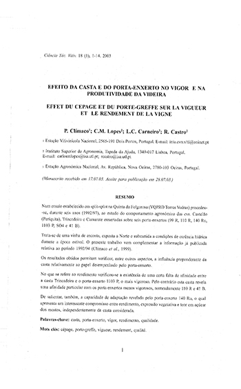 Effet du cepace et du porte-greffe sur la vigueur et le ... Imagem 1