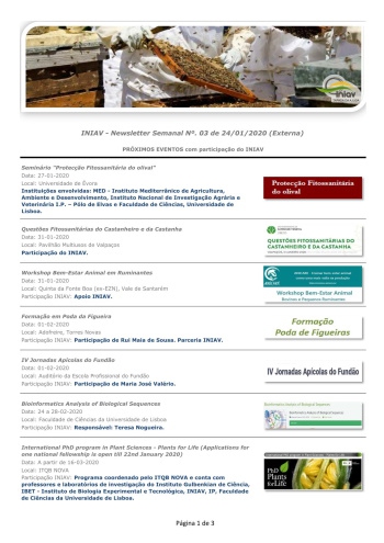 INIAV - Newsletter Semanal nº 3/2020 Imagem 1