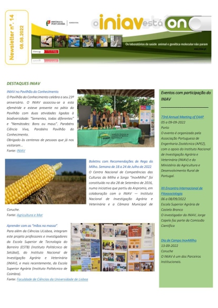 INIAV - Newsletter Semanal nº 14/2022 Imagem 1