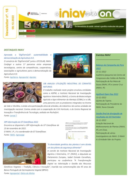 INIAV - Newsletter Semanal nº 18/2022 Imagem 1