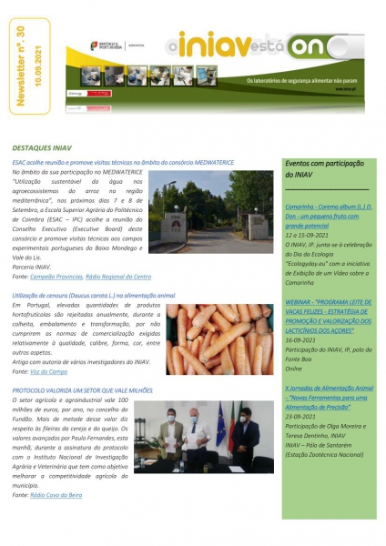 INIAV - Newsletter Semanal nº 30/2021 Imagem 1