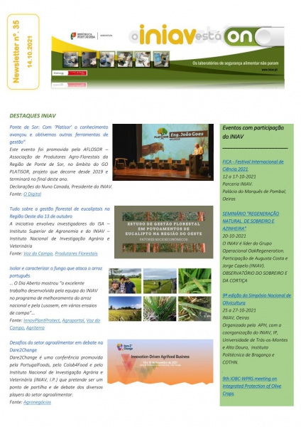 INIAV - Newsletter Semanal nº 35/2021 Imagem 1