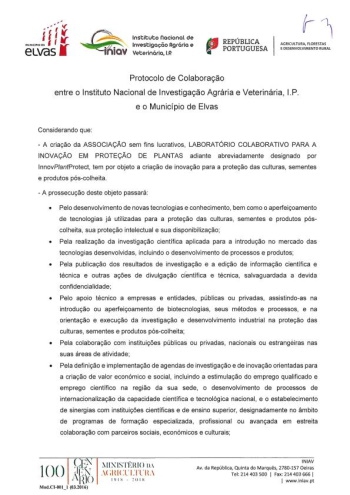 Protocolo de colaboração entre o INIAV e o Município de ... Imagem 1