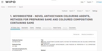 NOVEL ANTHOCYANIN COLOURING AGENTS, METHODS FOR PREPARING ... Imagem 1