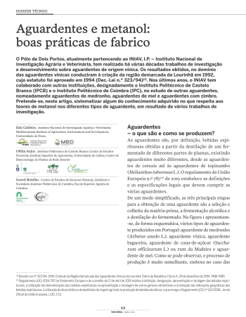 Aguardentes e metanol: boas práticas de fabrico Imagem 1