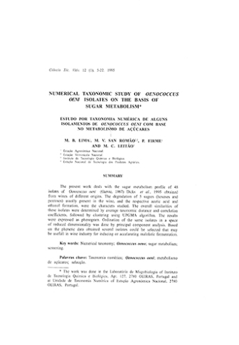 Numerical taxonomic study of Oenococcus oeni isolates on ... Imagem 1