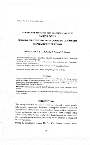 Statistical methods for controlling wine tasting panels Imagem 1