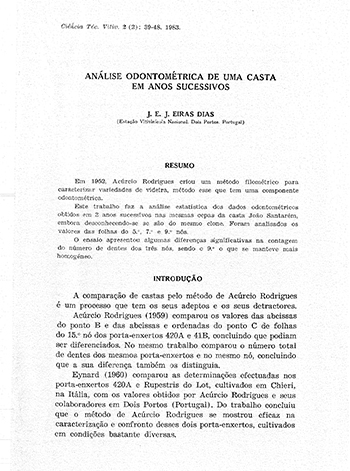 Análise odontométrica de uma casta em anos sucessivos Imagem 1