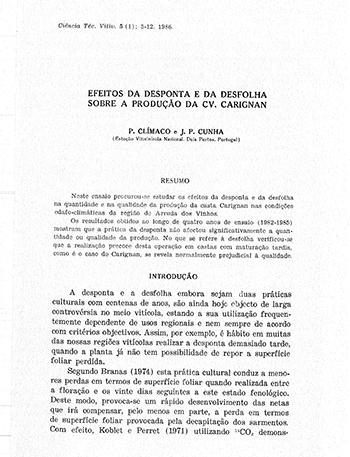 Efeitos da desponta e da desfolha sobre a produção da cv. ... Imagem 1