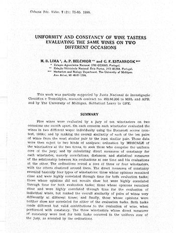 Uniformity and constancy of wine tasters evaluating the ... Imagem 1