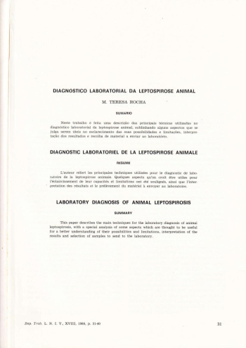 Diagnóstico laboratorial da Leptospirose Animal Imagem 1