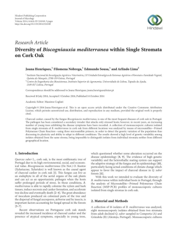 Diversity of Biscogniauxia mediterranea within Single ... Imagem 1