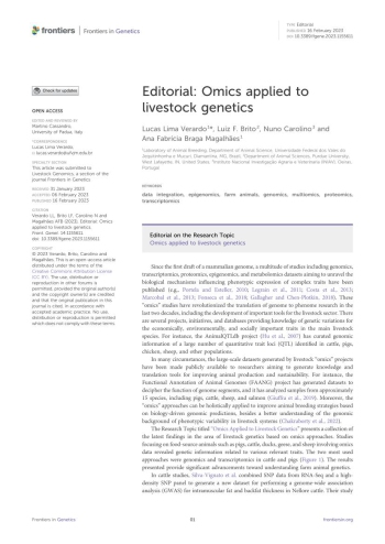Editorial: Omics applied to livestock genetics Imagem 1