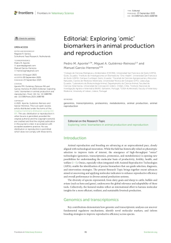 Editorial: Exploring ‘omic' biomarkers in animal production ... Imagem 1