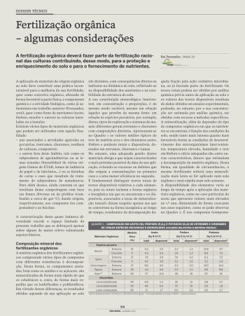 Fertilização orgânica – azoto e fósforo disponibilizados ... Imagem 1