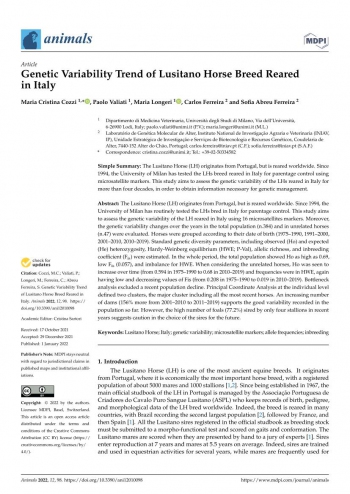 Genetic Variability Trend of Lusitano Horse Breed Reared in ... Imagem 1