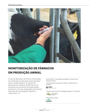 MONITORIZAÇÃO DE FÁRMACOS EM PRODUÇÃO ANIMAL Imagem 1