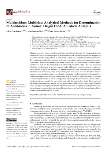 Multiresidues Multiclass Analytical Methods for ... Imagem 1