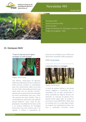 INIAV - Newsletter Externa nº 01/2026 Imagem 1