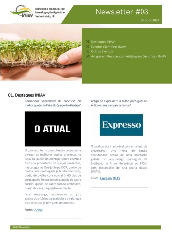 INIAV - Newsletter Externa nº 03/2024 Imagem 1