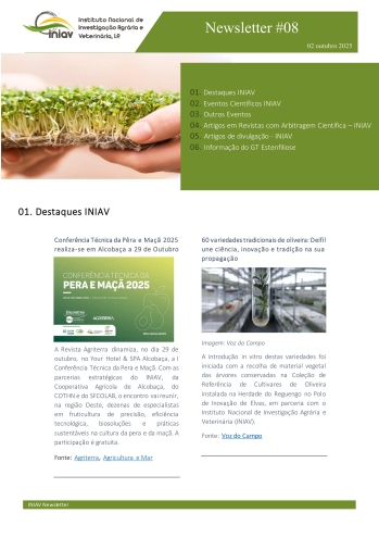 INIAV - Newsletter Externa nº 08/2025 Imagem 1