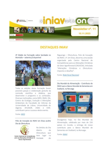 INIAV - Newsletter Externa nº 11/2023 Imagem 1