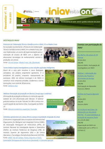 INIAV - Newsletter Semanal nº 14/2021 Imagem 1