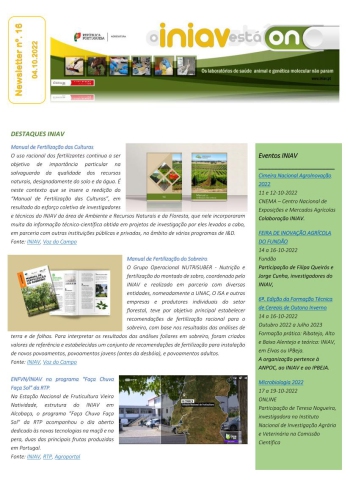 INIAV - Newsletter Semanal nº 16/2022 Imagem 1