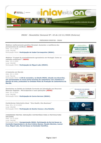 INIAV - Newsletter Semanal nº 42/2020 Imagem 1