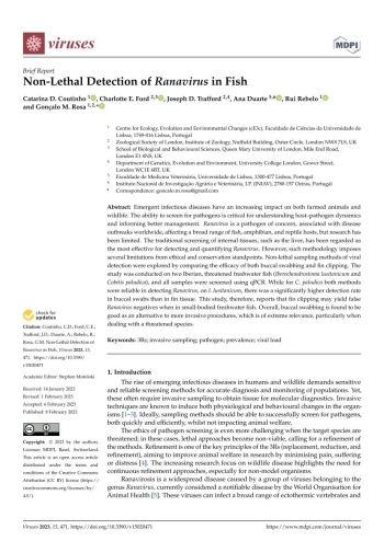Non-Lethal Detection of Ranavirus in Fish Imagem 1