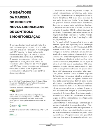 O NEMÁTODE DA MADEIRA DO PINHEIRO: NOVAS ABORDAGENS DE ... Imagem 1