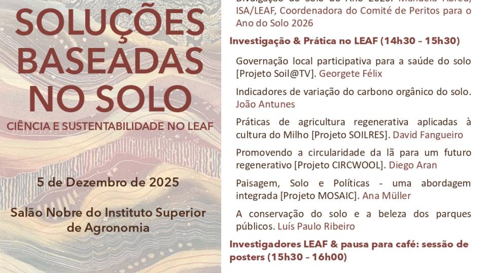 Seminário LEAF no âmbito das comemorações do Dia Mundial do Solo