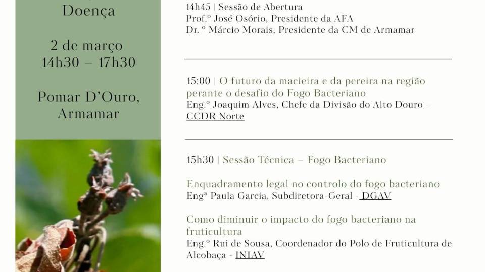 Sessão Técnica | Fogo Bacteriano (Erwinia amylovora)